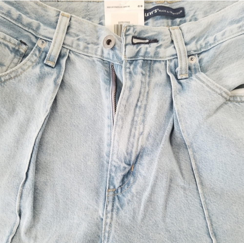 Levi's Made & Crafted Pleated High Rise Straight Leg Cropped Jeans Size … - Picture 3 of 7